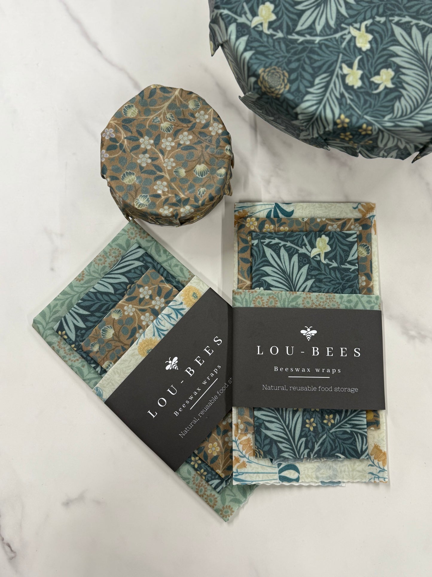 William Morris Kelmscott Garden Beeswax Wraps – 4 Pack