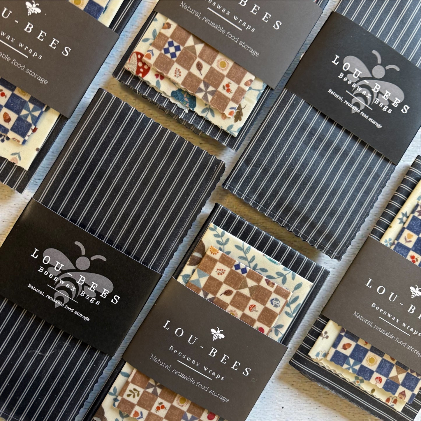 Navy Toadstool Beeswax Wrap & Matching Lunch Bag