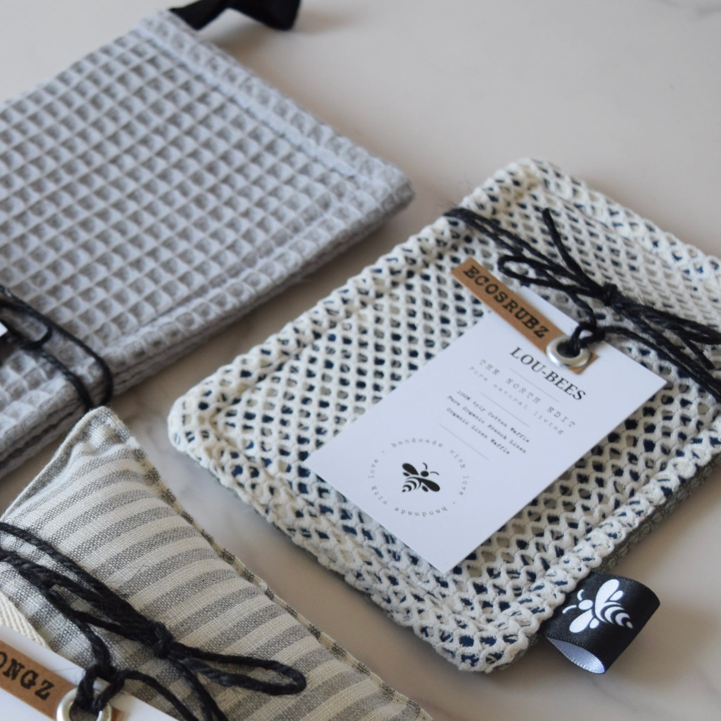 Kitchen Trio Grey Striped Linen