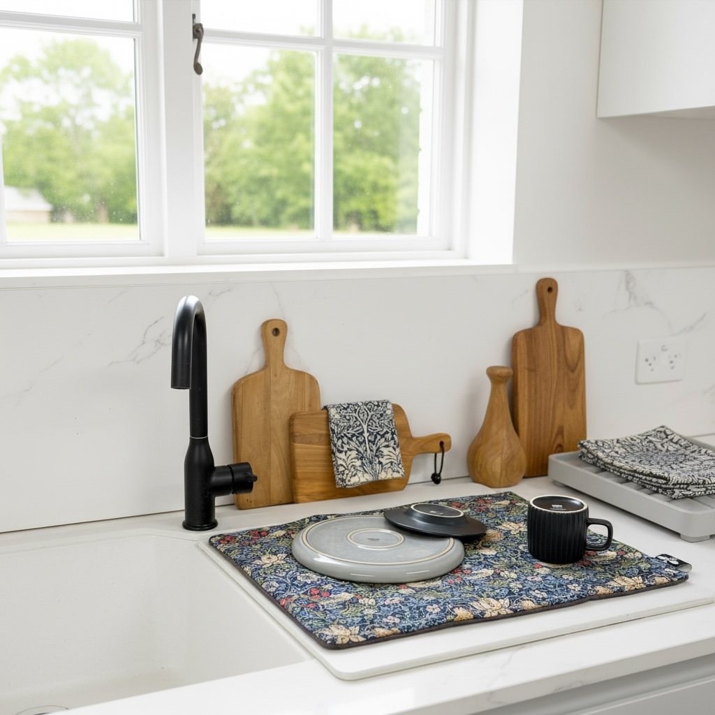 William Morris Daisy Dish Drying Mat | Heritage Kitchen Draining Mat