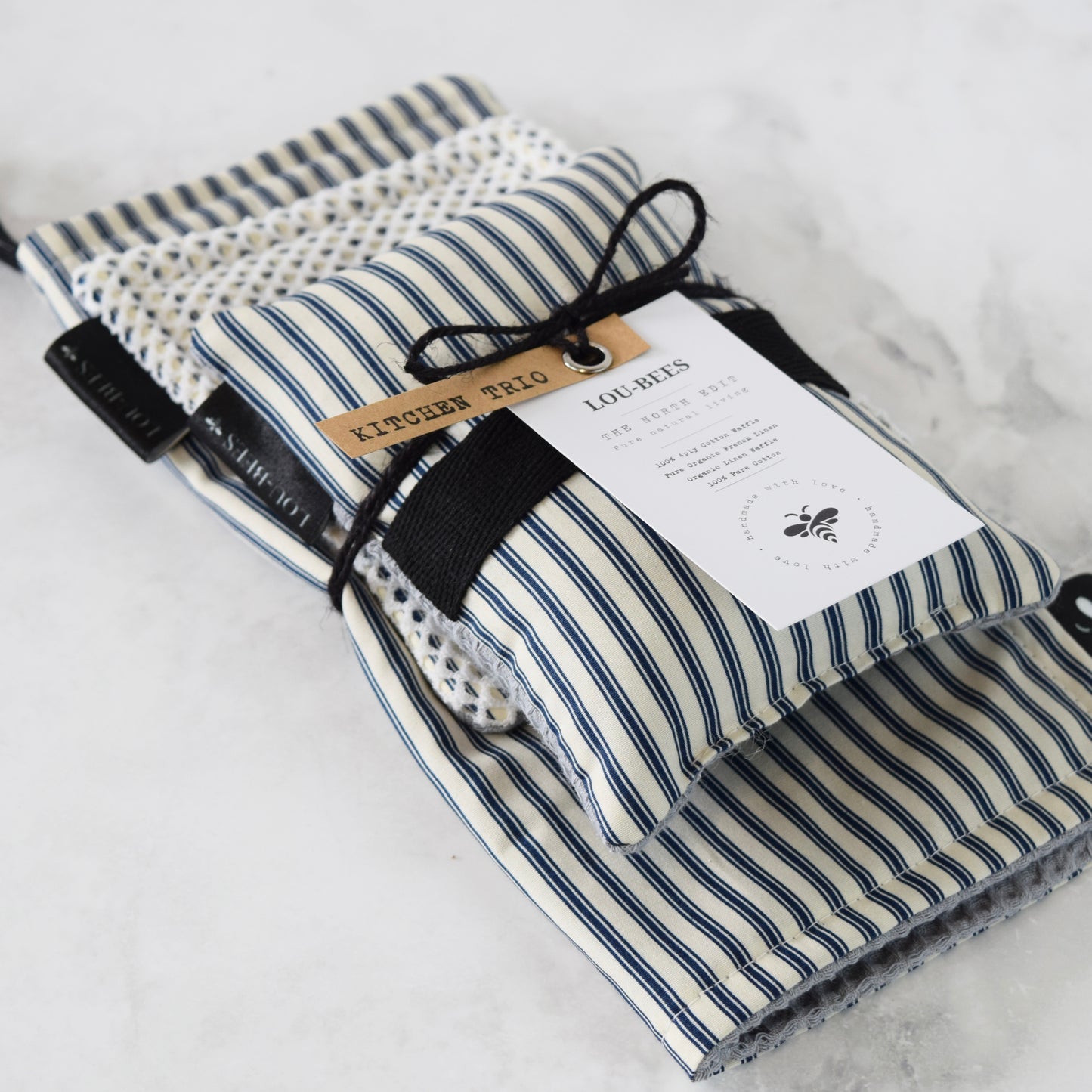 French Inspired Navy Stripe Kitchen Trio