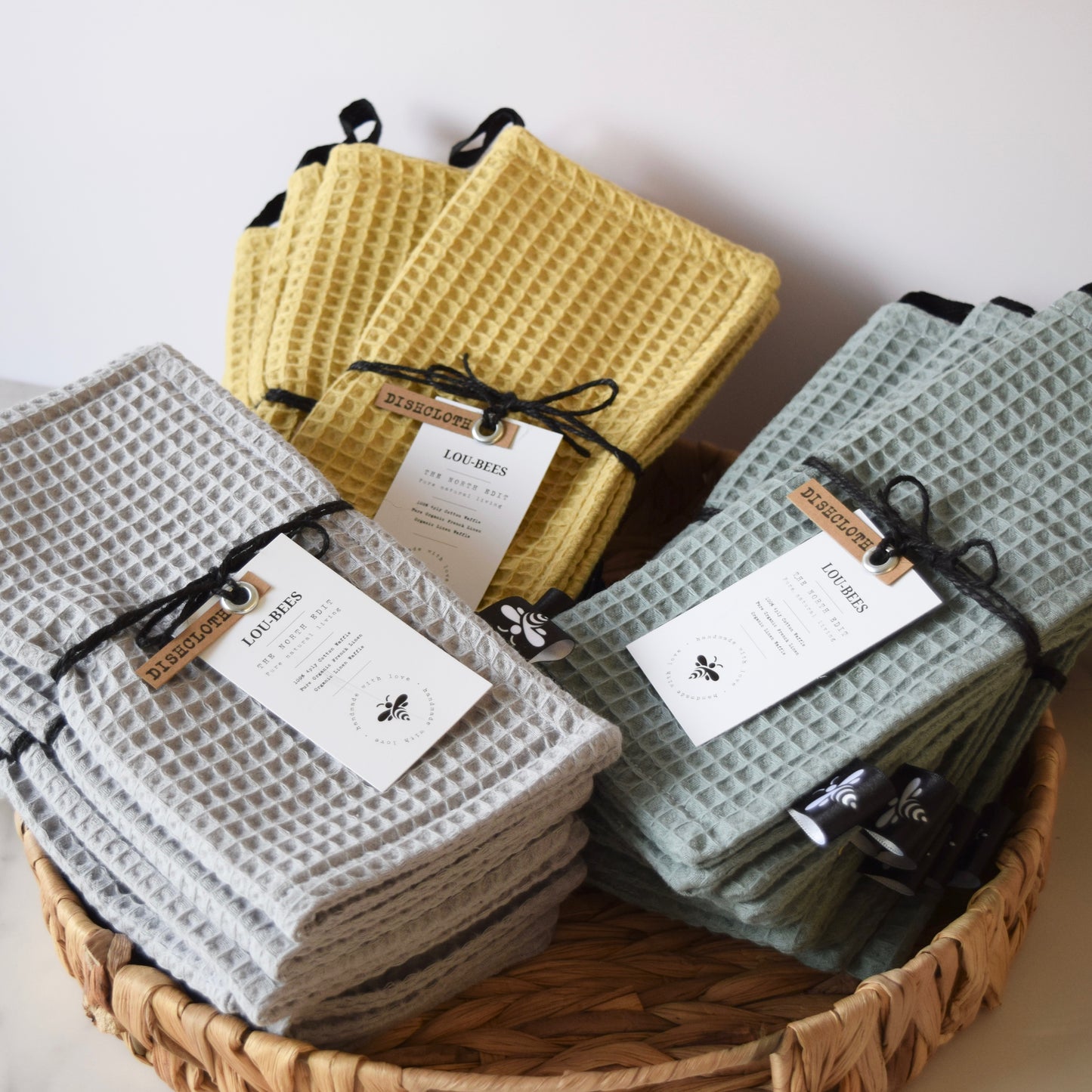 Extra -Strong Organic waffle Dishcloth-4-Ply Power. (Sage)