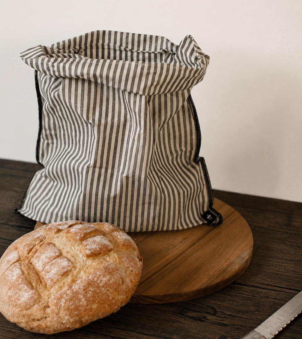The Linen Striped Beeswax Bag