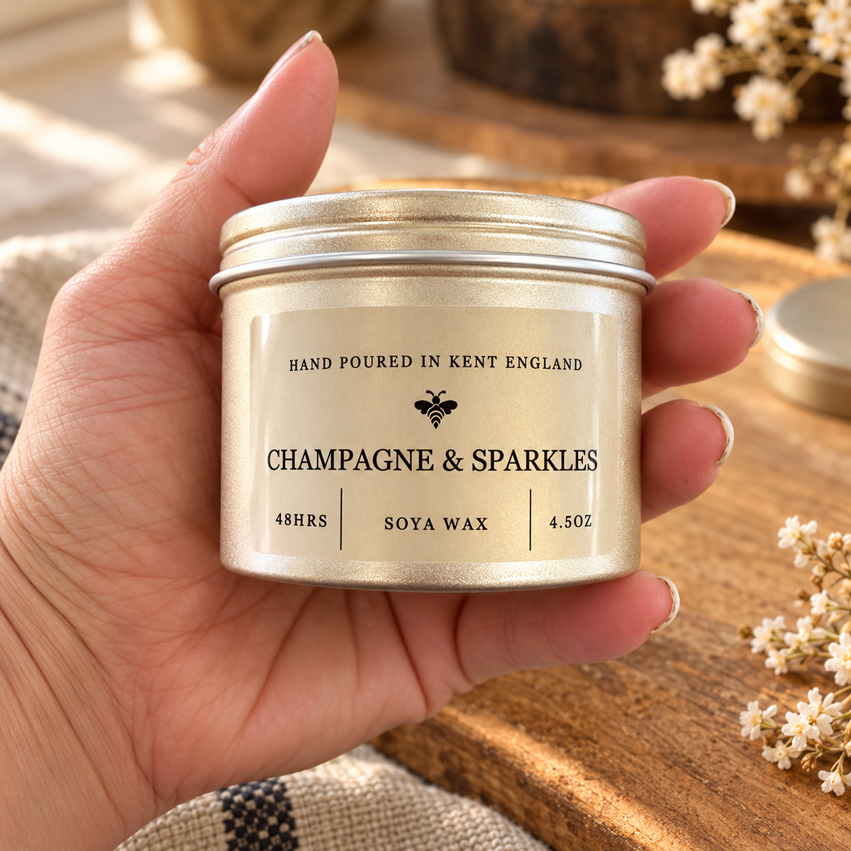 Champagne & Sparkles Soy Wax Candle – 4oz | Clearance