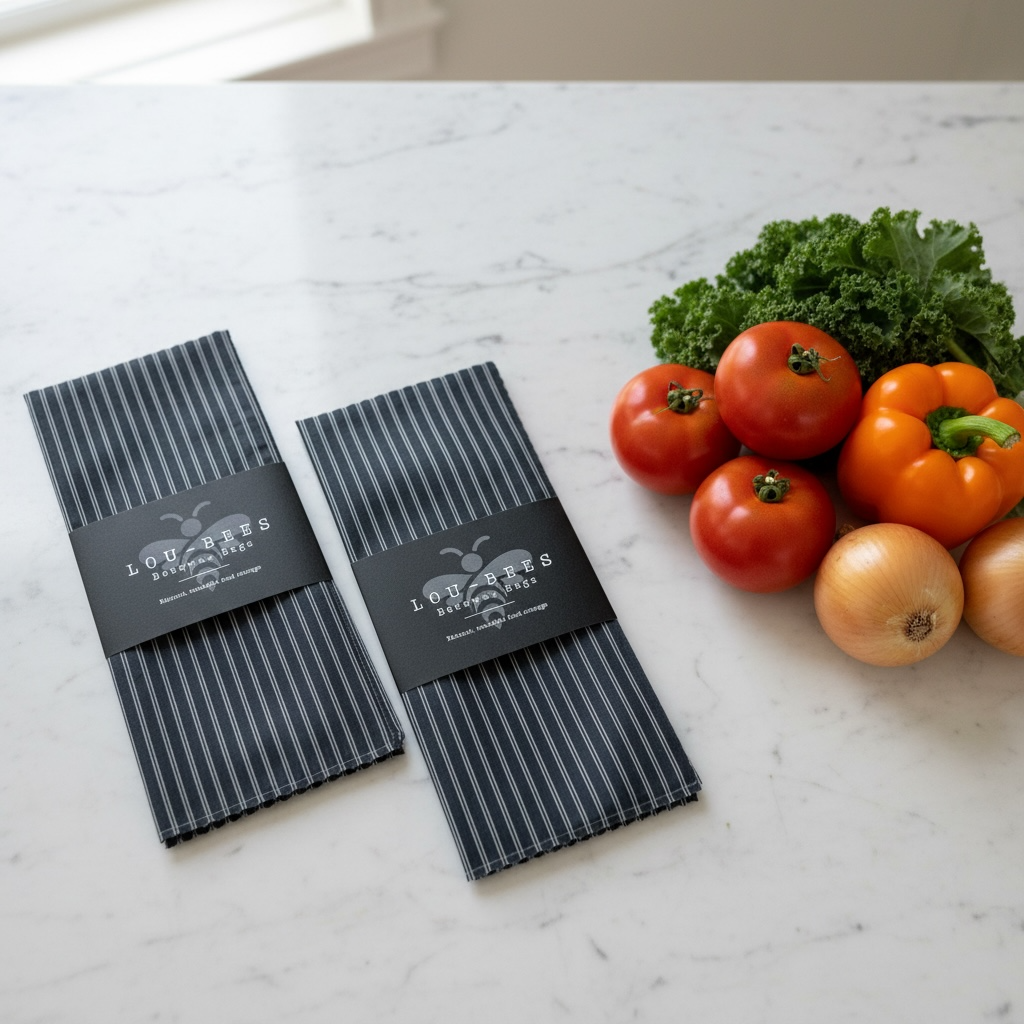 Navy Toadstool Beeswax Wrap & Matching Lunch Bag