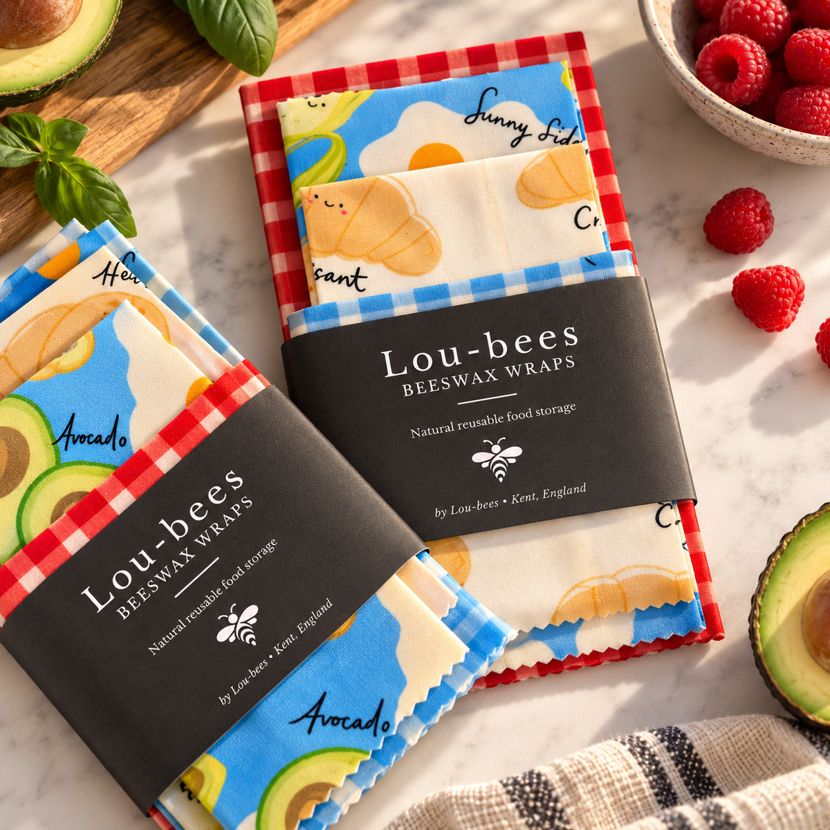 Foodie Beeswax Wraps – Croissant & Avocado 4 Pack | Clearance
