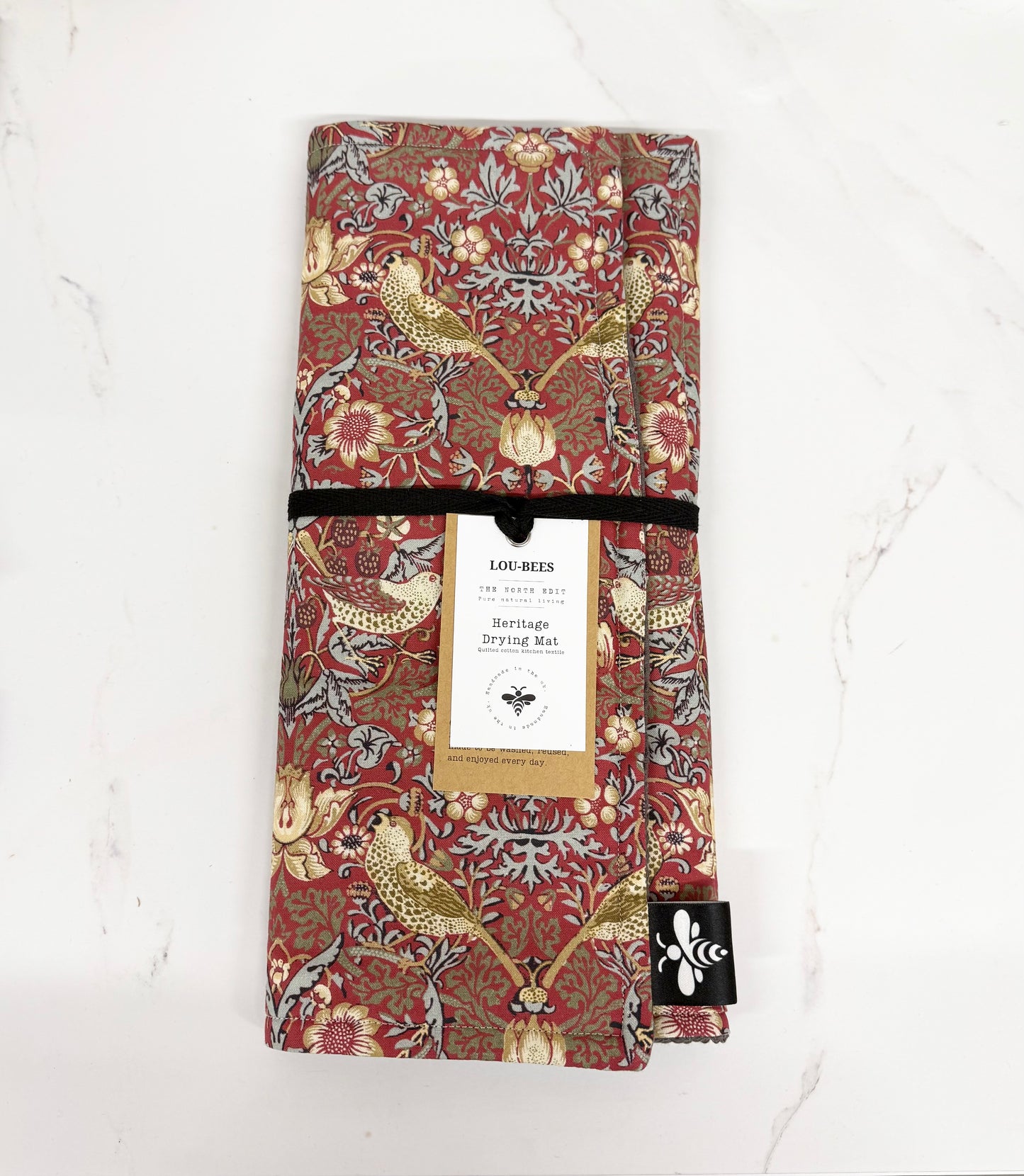 Strawberry Thief Red Dish Drying Mat | William Morris Kitchen Drying Mat