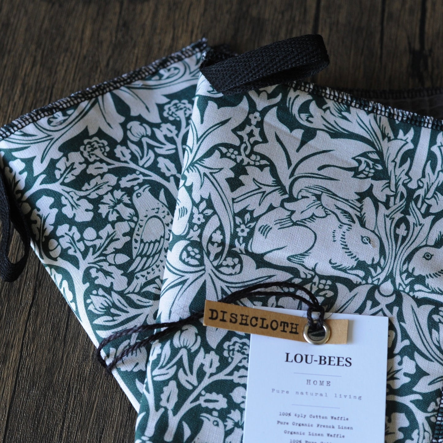William Morris Heritage Brother Rabbit Forest Green Dishcloths | Pack of 2