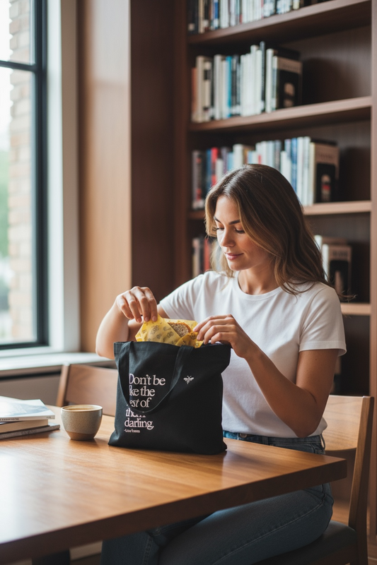 Hand Printed Lunch Tote Bag