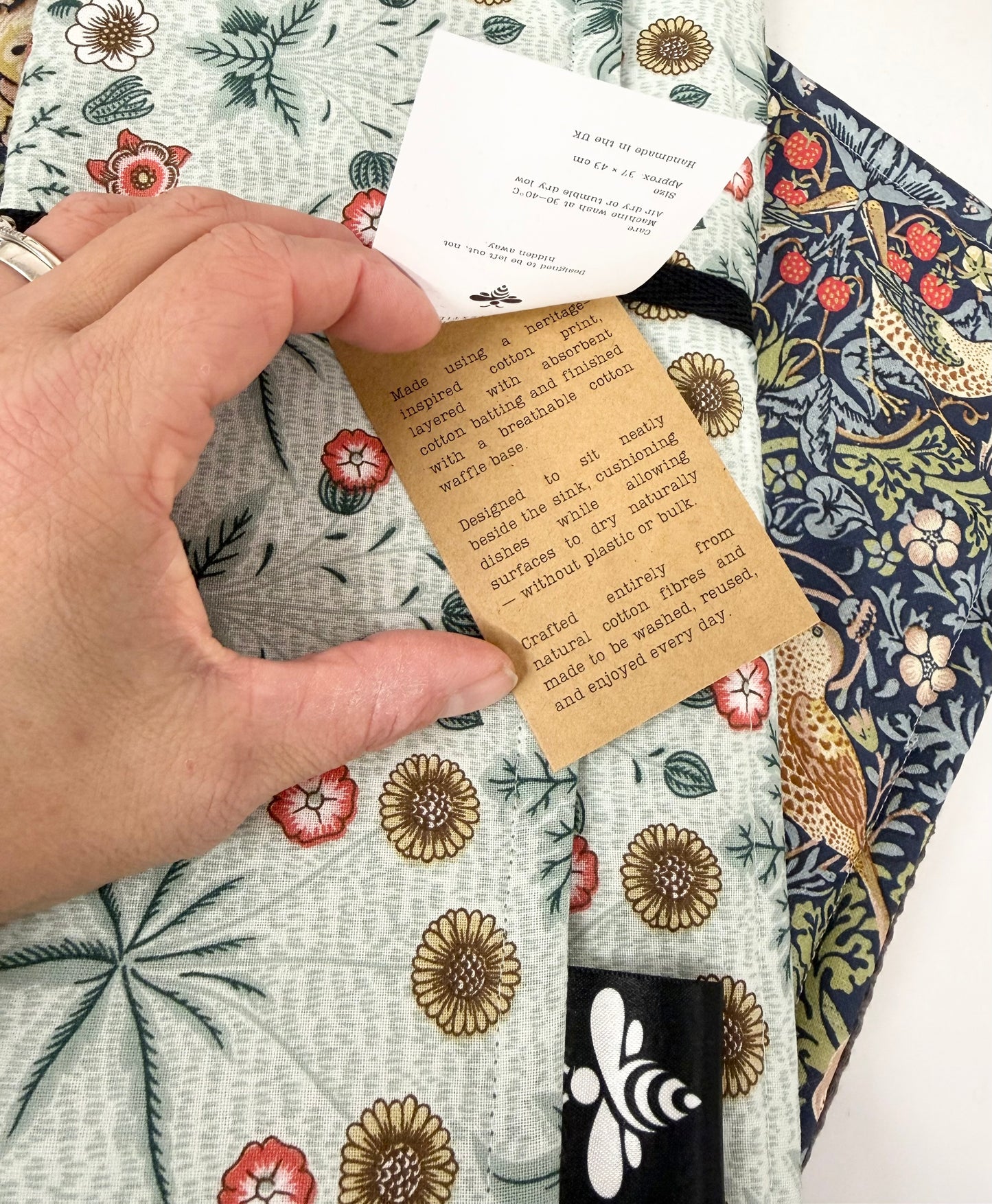 Strawberry Thief Red Dish Drying Mat | William Morris Kitchen Drying Mat