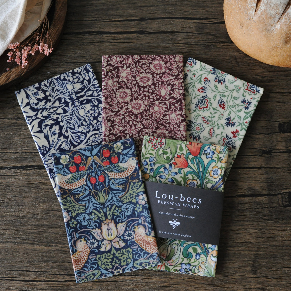 William Morris Beeswax Wraps – Single 14” × 11” | Choose Your Design
