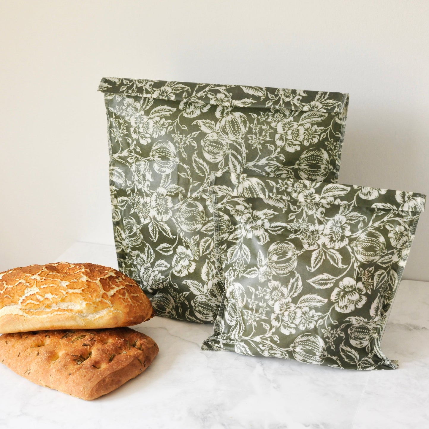 THE Bread Bag - Olive Heritage Floral