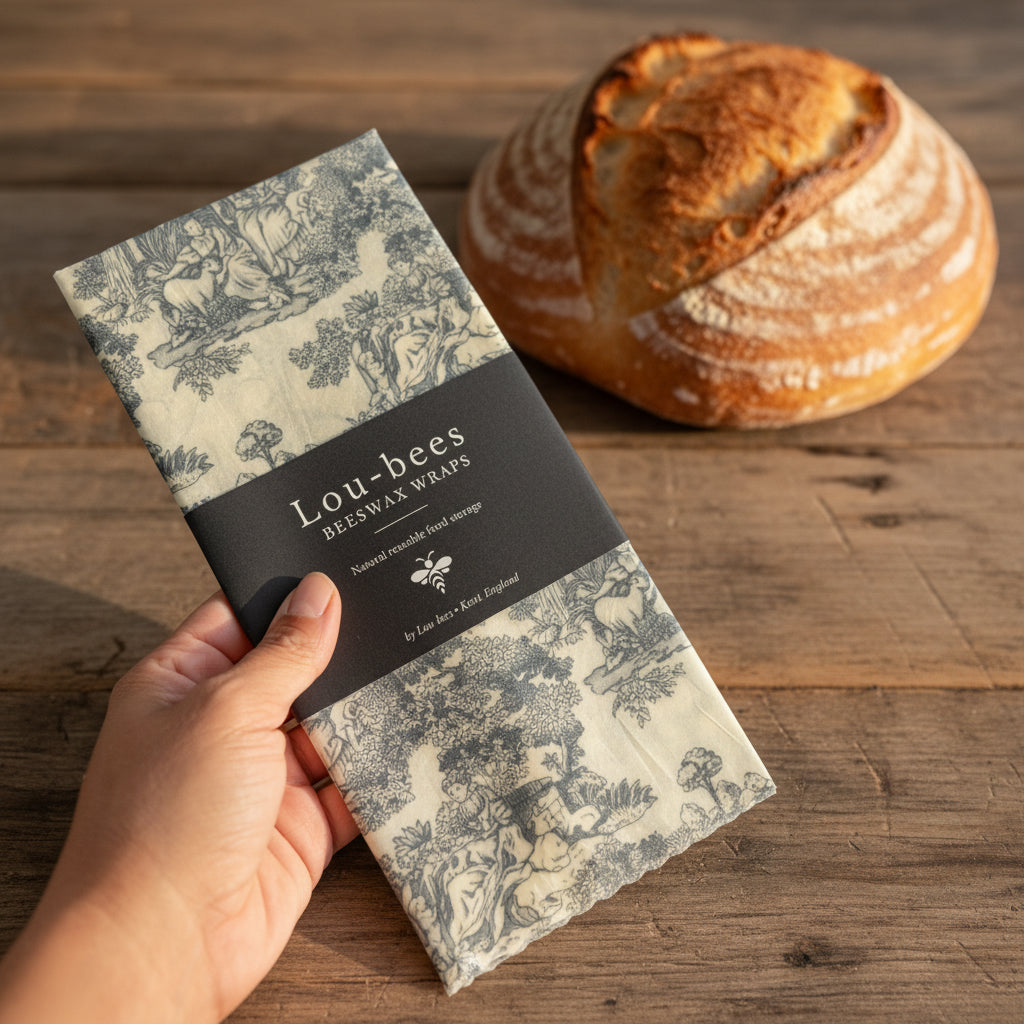 Vintage Toile Beeswax Bread Wrap Large ( 53x43cm)