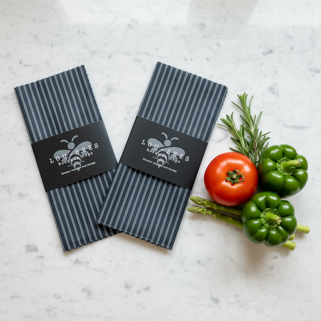 Navy Toadstool Beeswax Wrap & Matching Lunch Bag