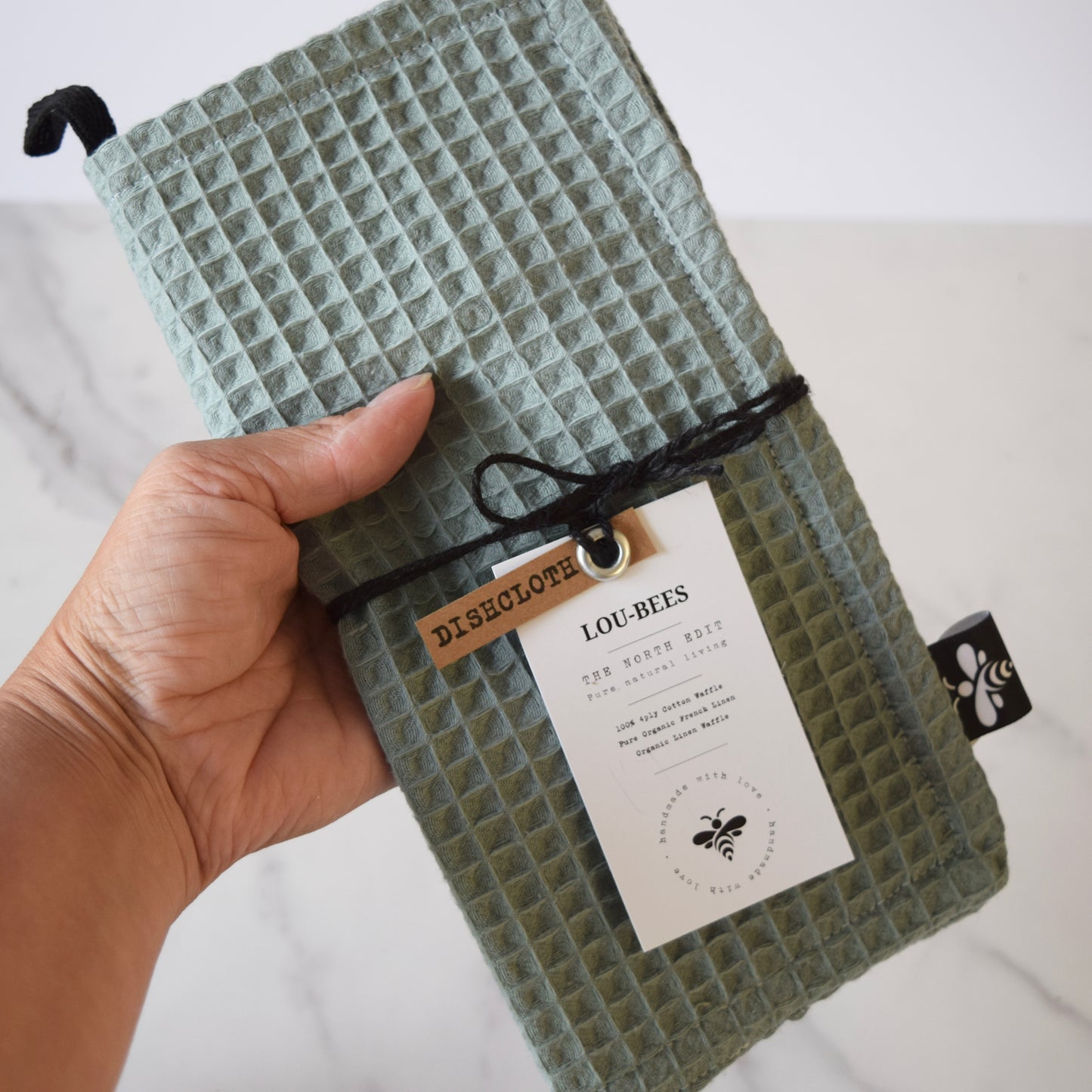 Extra -Strong Organic waffle Dishcloth-4-Ply Power. (Sage)