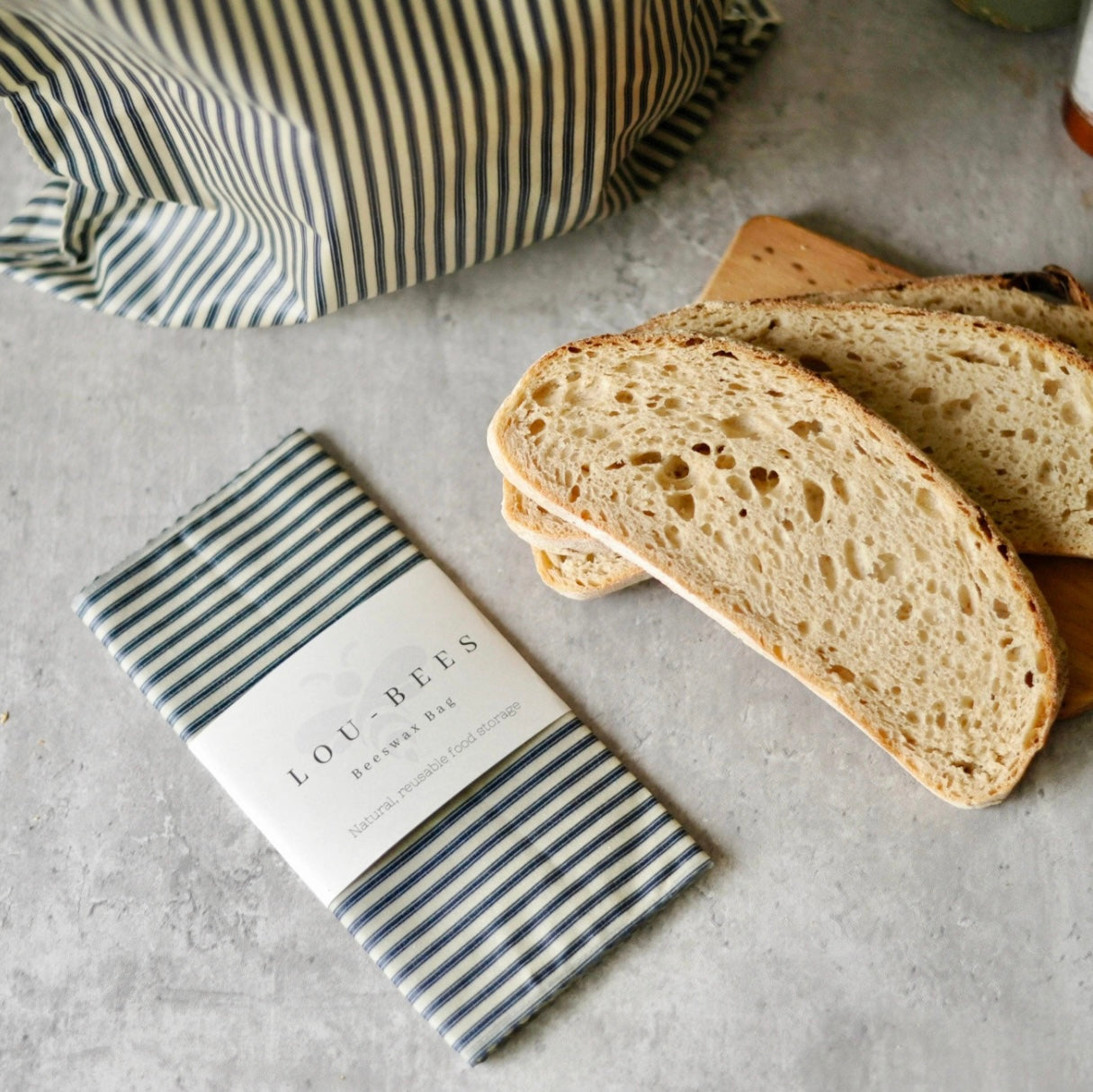 THE Bread Bag- Navy Striped