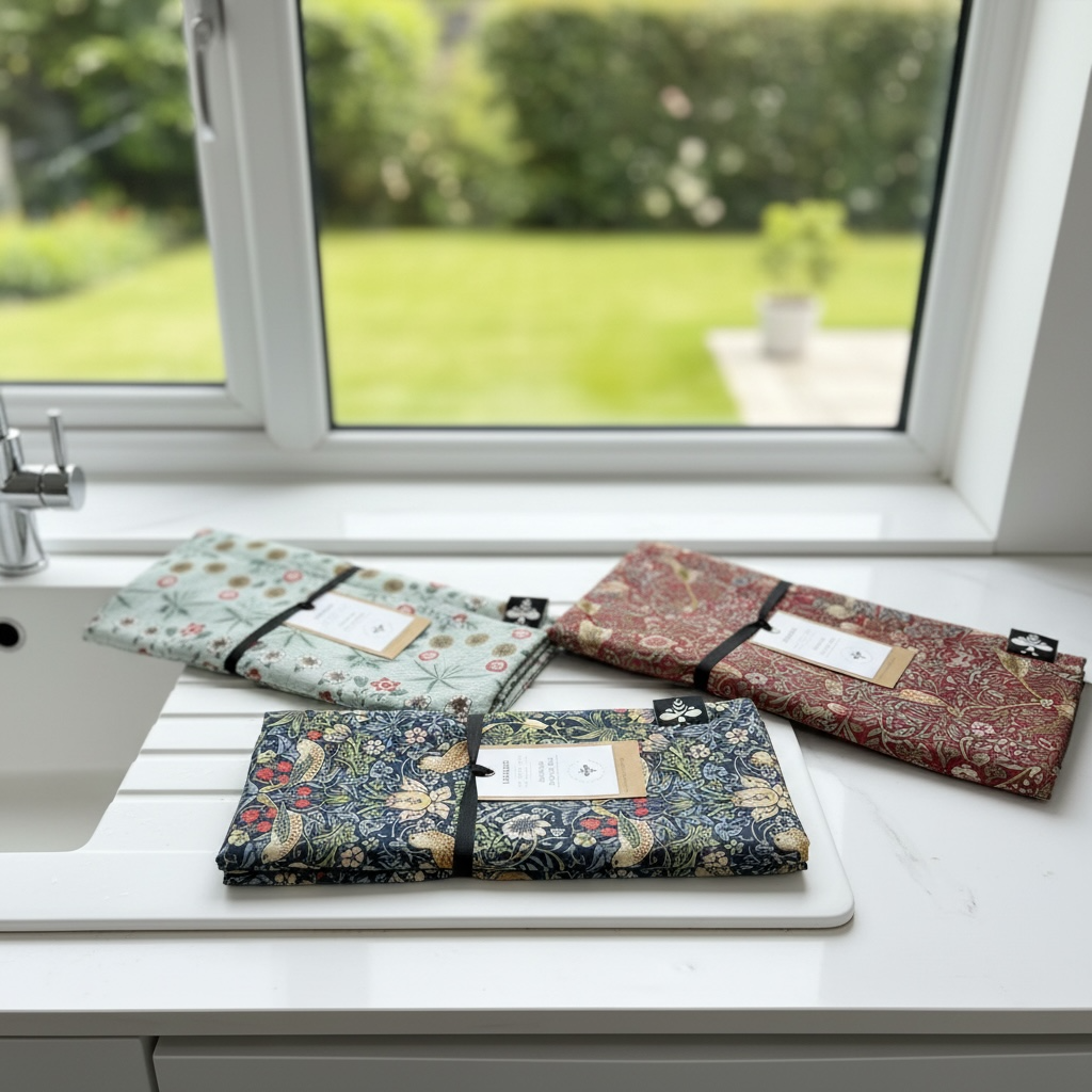 Strawberry Thief Red Dish Drying Mat | William Morris Kitchen Drying Mat