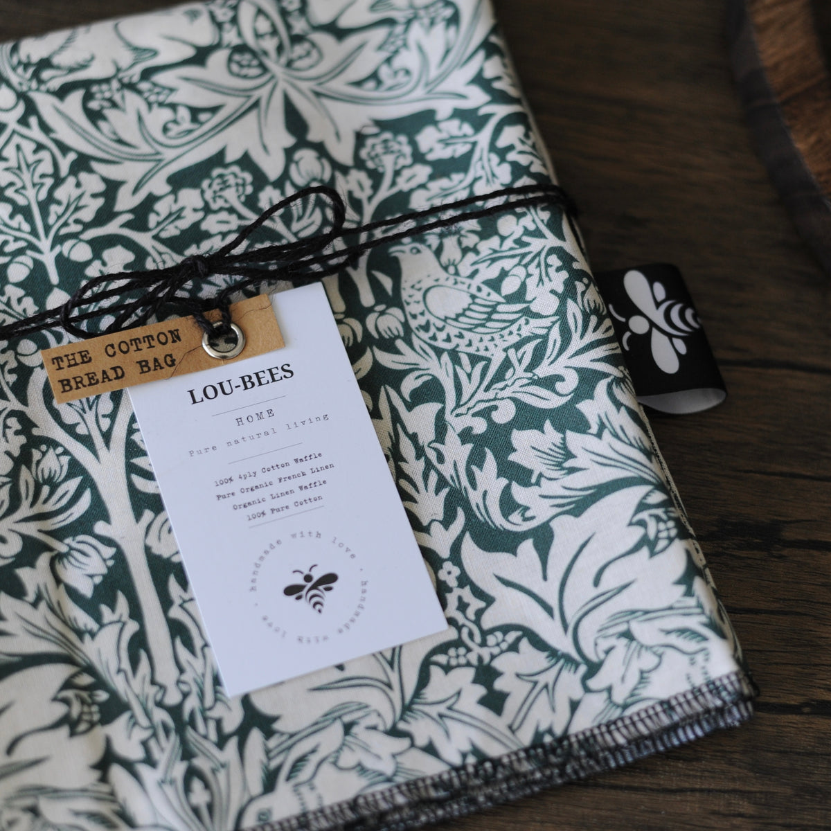 THE William Morris Heritage Cotton Bread Bag | Brother Rabbit Forest Green