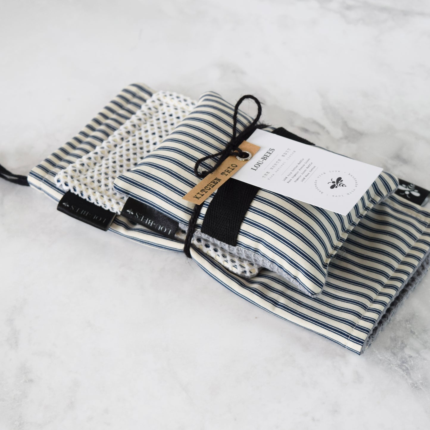 French Inspired Navy Stripe Kitchen Trio