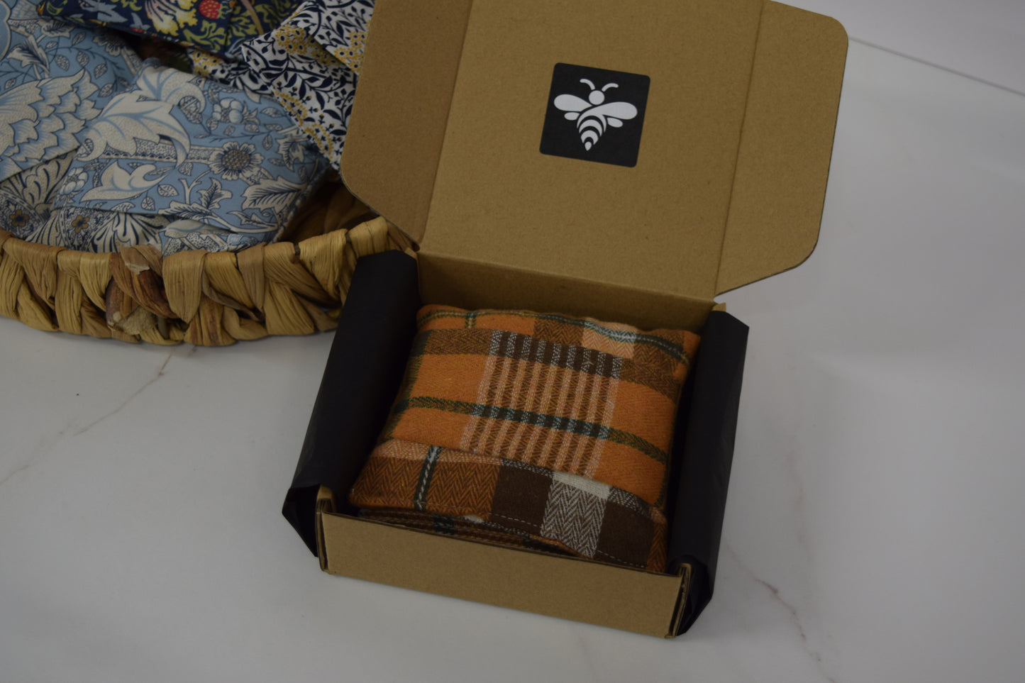 Hand Warmers – Highland Tartan Burnt Orange.